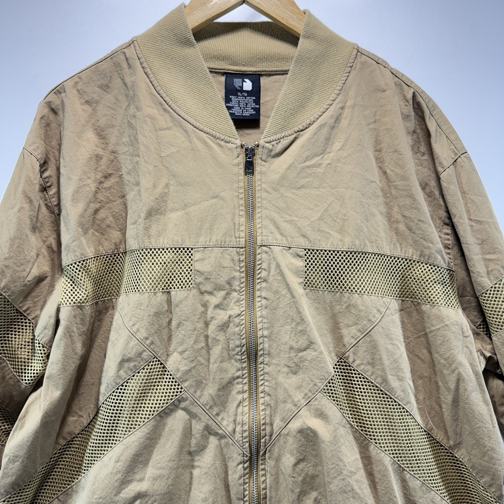 Bomber Jacket Athletic Vented Men's XL Beige Full Zip - Picture 10 of 10